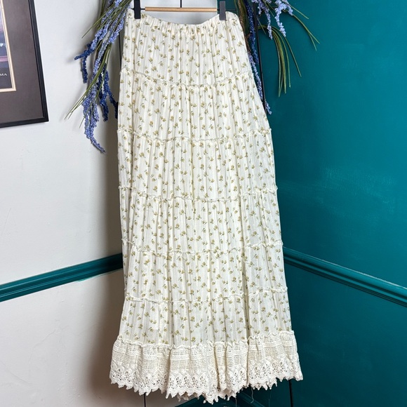 Denim & Supply Ralph Lauren Dresses & Skirts - Ralph Lauren Cream Floral Tiered prairie Maxi Skirt with Crochet Hem